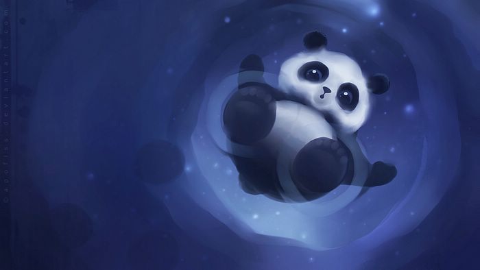 Panda Floating On Water Adorable Baby Wallpaper