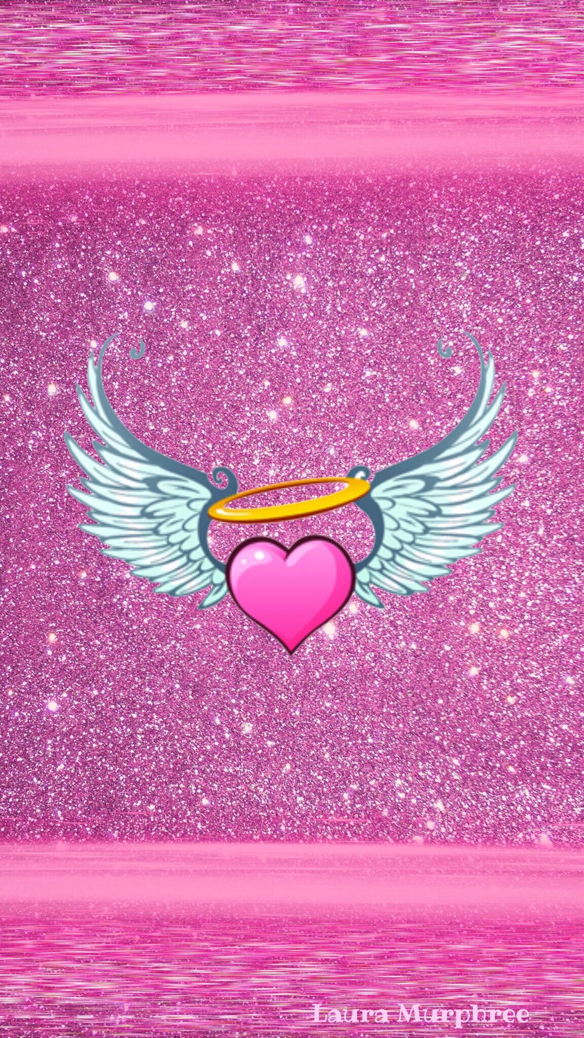 Glitter Phone Wallpaper Sparkle Background Angel Wings Heart Pink