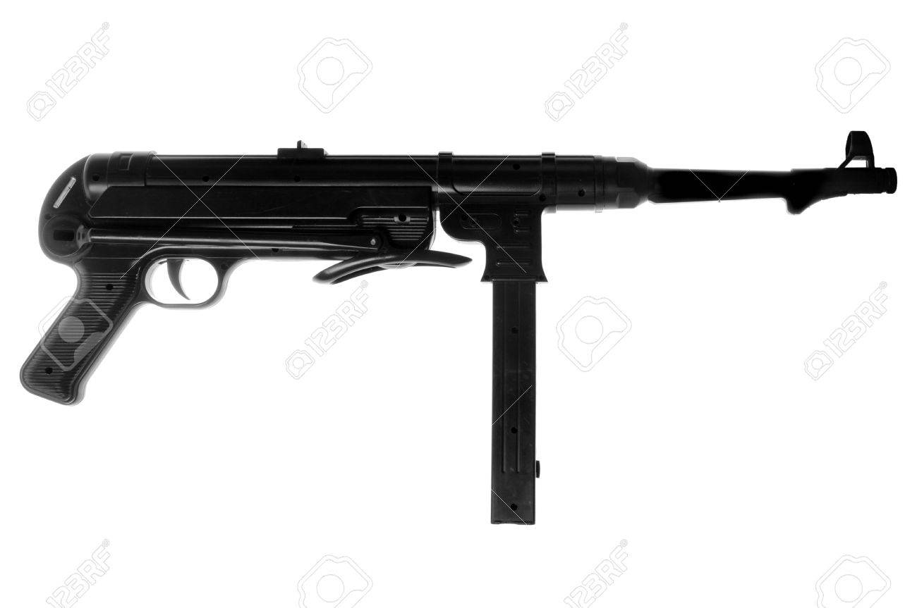 German Mp40 Submachine Gun Isolated On White Background Stock