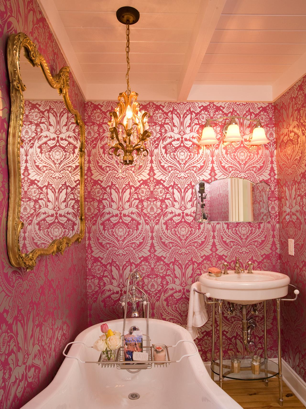 Free Download Pink Victorian Bathroom Ornate Pink Wallpaper A Gold Leaf Chandelier 1280x1707 For Your Desktop Mobile Tablet Explore 47 Pink Bathroom Wallpaper Home Depot Wallpaper Bathroom Wallpaper In