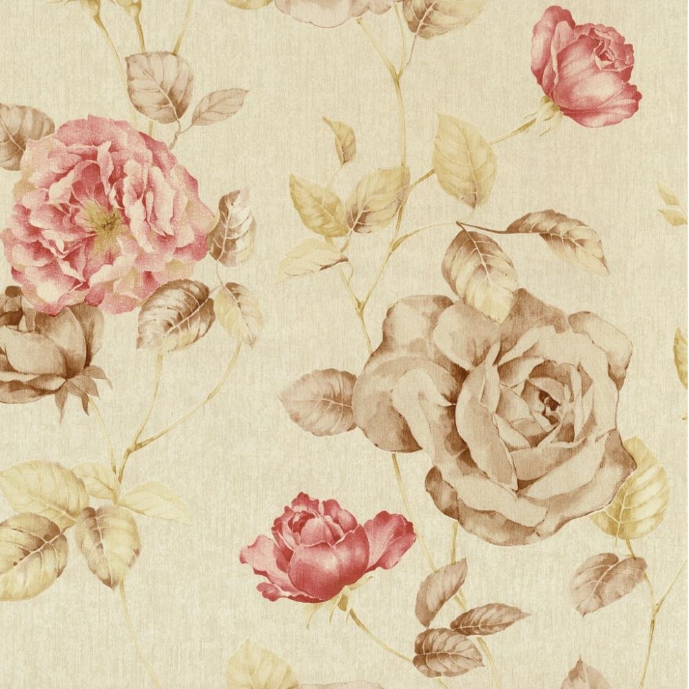 Antique Floral Vintage Look Textured Flower Trail Wallpaper Roll