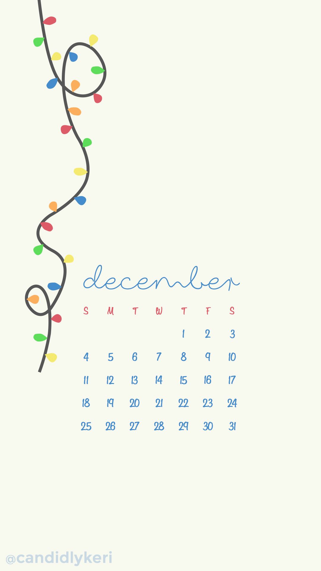 Holiday Christmas Lights Cute December Calendar Wallpaper You