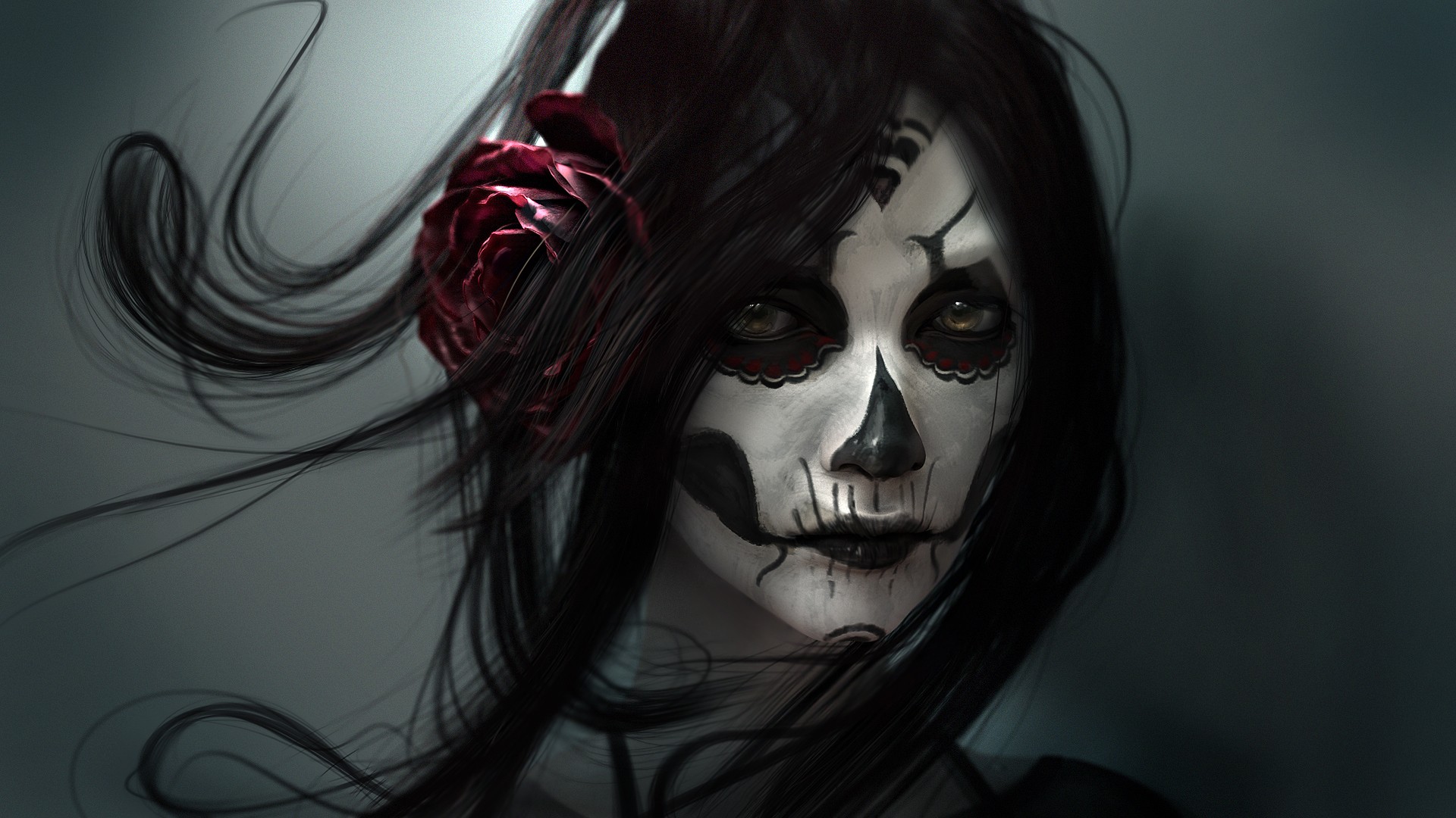 Day Of The Dead Face Paint HD Wallpaper Background Image
