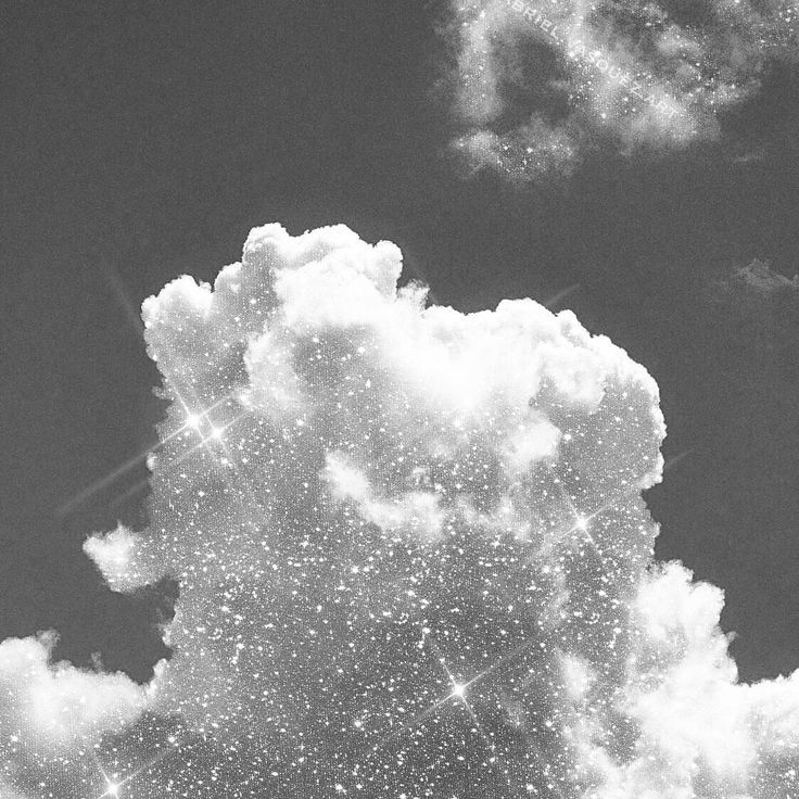 Retro Glittery Clouds White Aesthetic Photography Black And