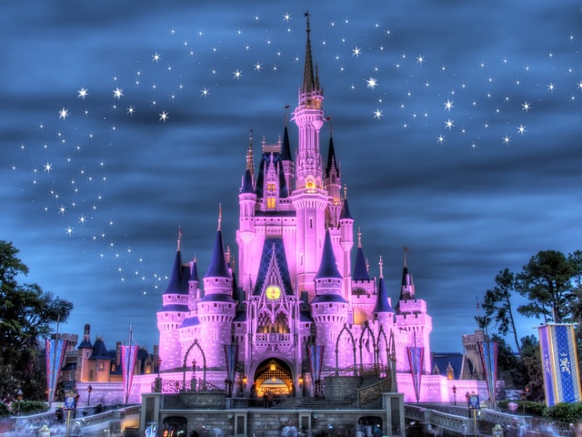 Cinderellas Castle With Fireworks Screensaver