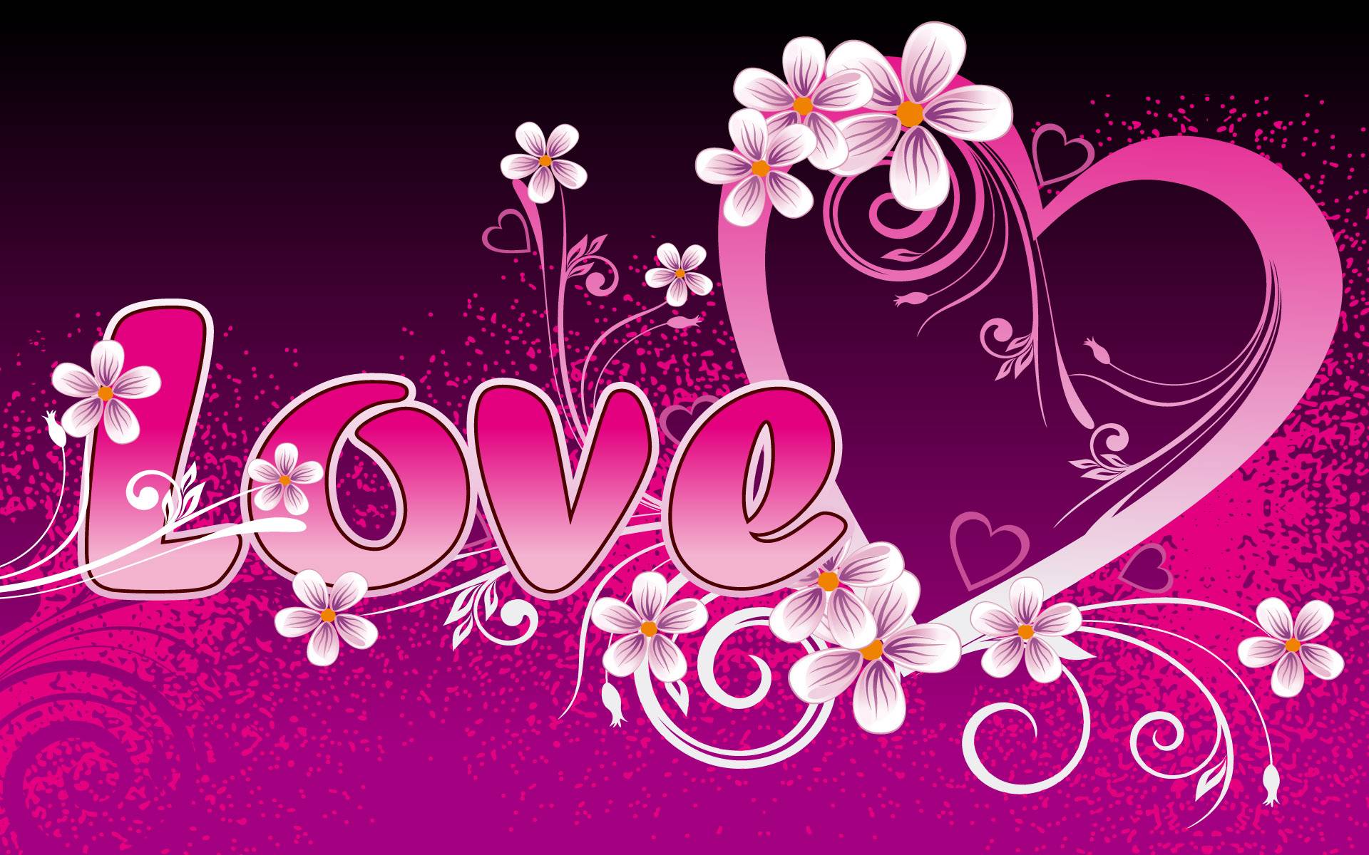 Pink Love Heart And Purple Wallpaper