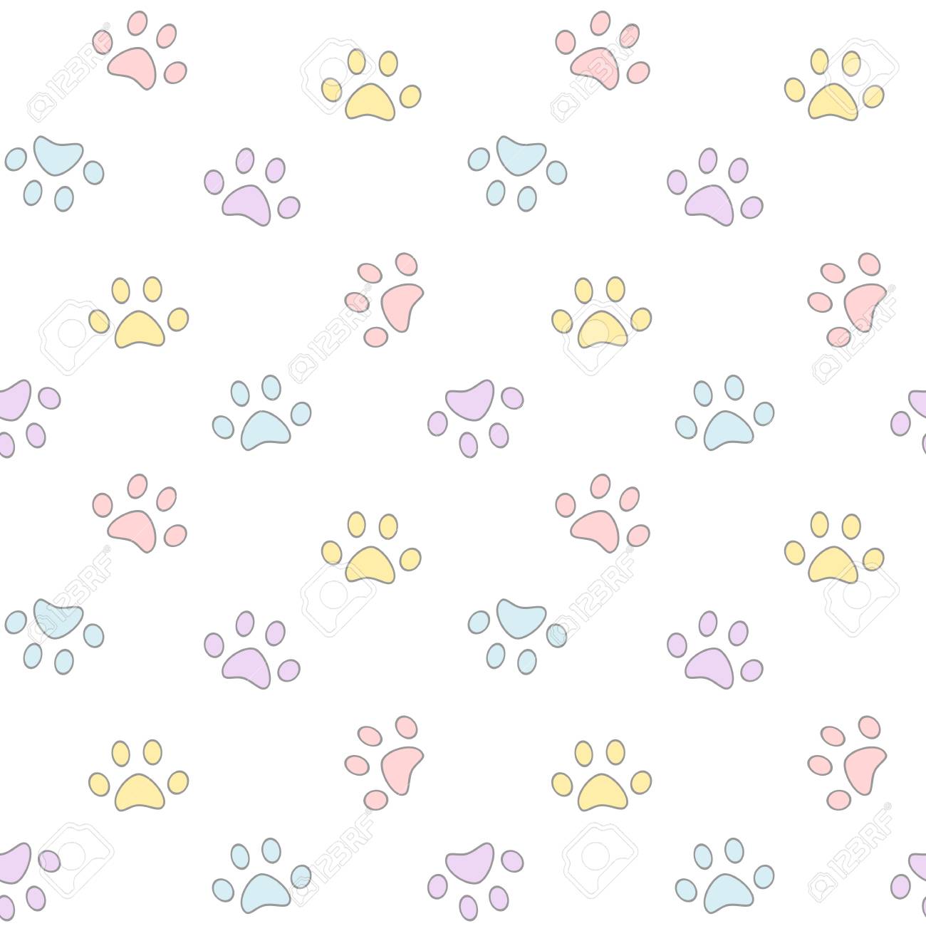 Paws Cute Colorful Seamless Vector Background Pattern Illustration