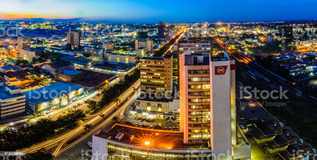 Skyline Photo Of Lusaka City At Night Stock Photo   Download Image