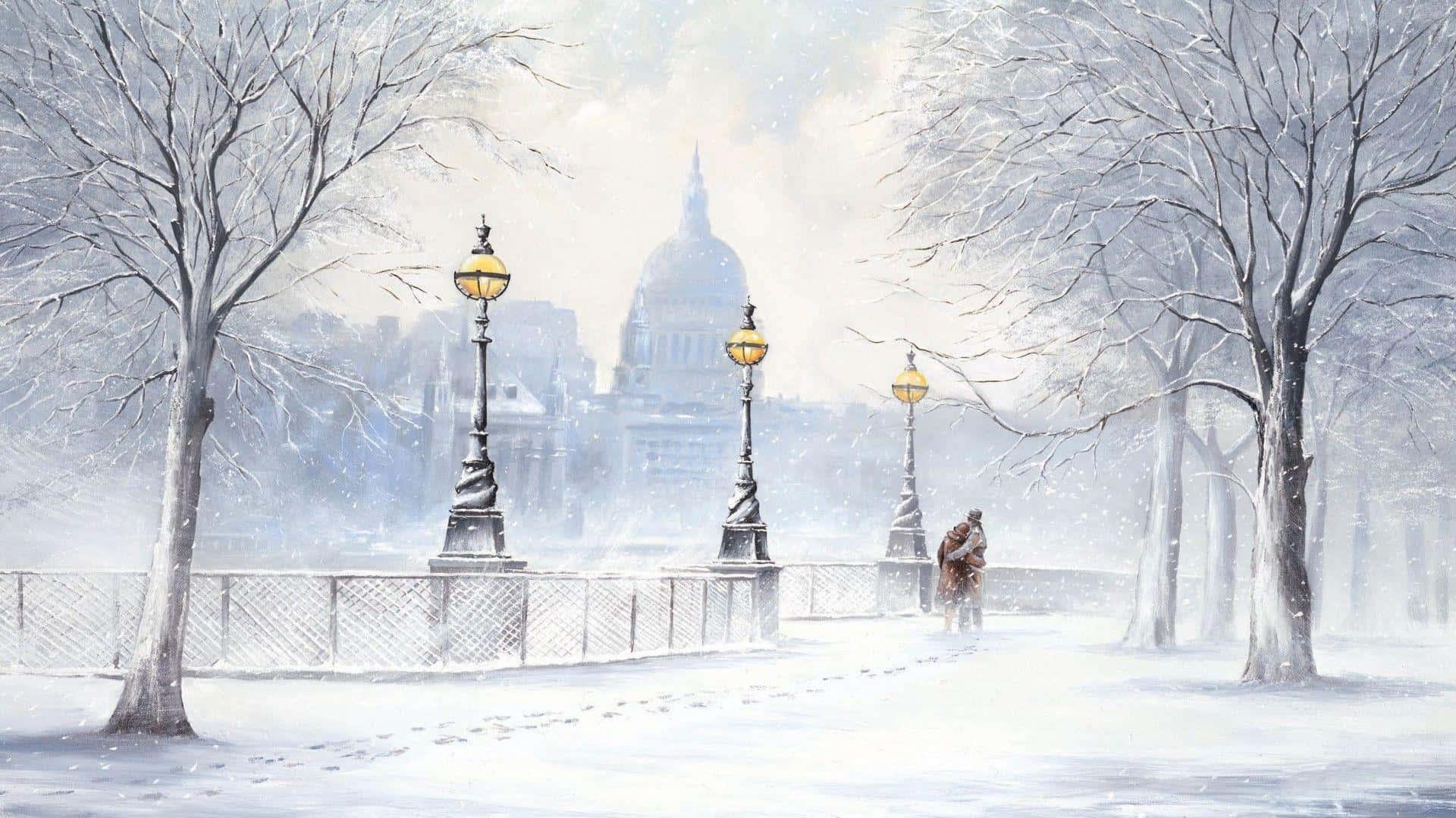 Winter Wonderland In The Heart Of City Wallpaper