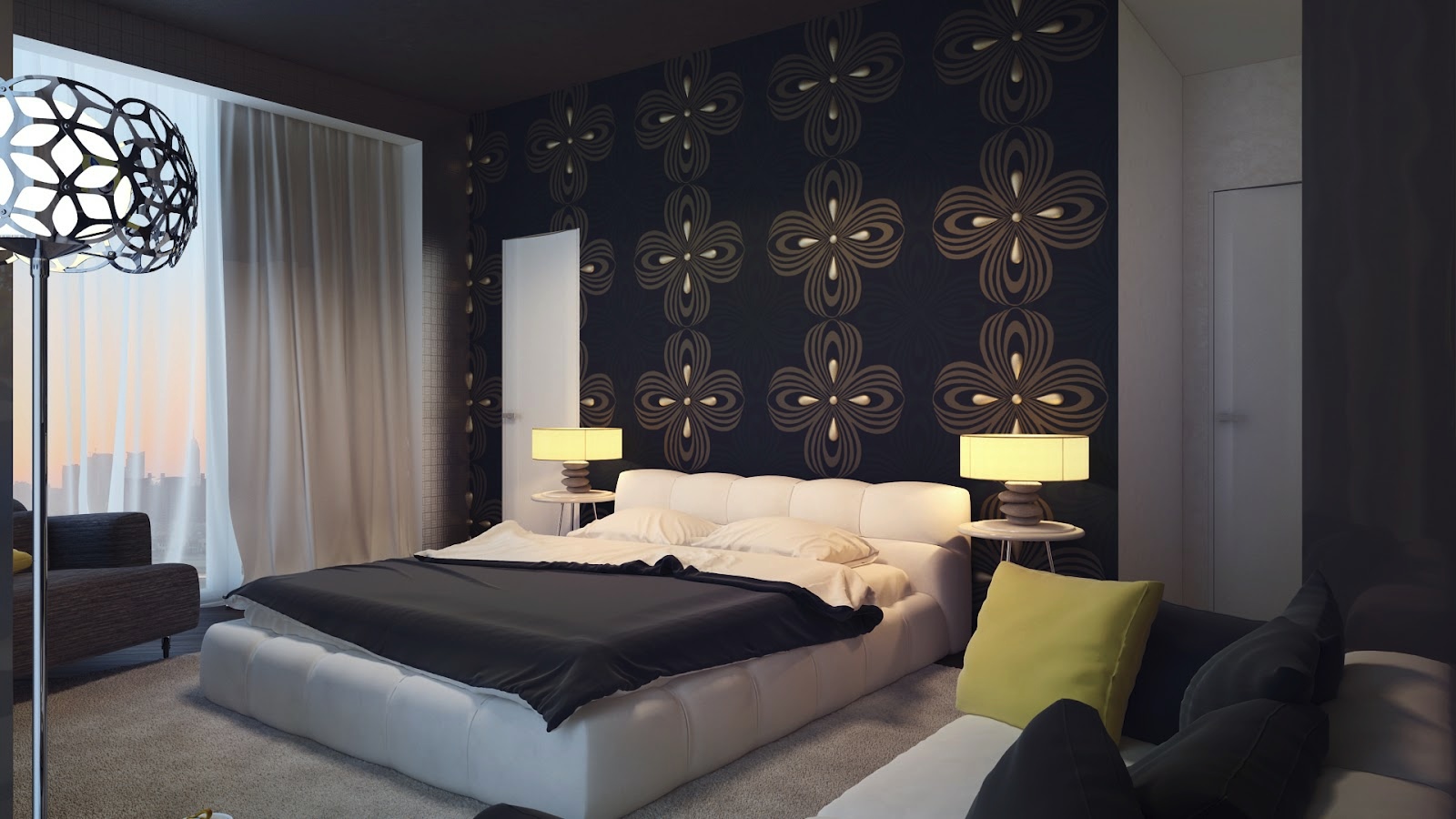 Bedroom Feature Walls On With Wallpaper