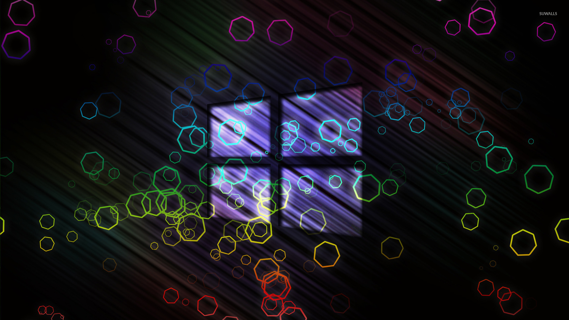 Windows Transparent Logo On Colorful Hexagons Wallpaper Puter