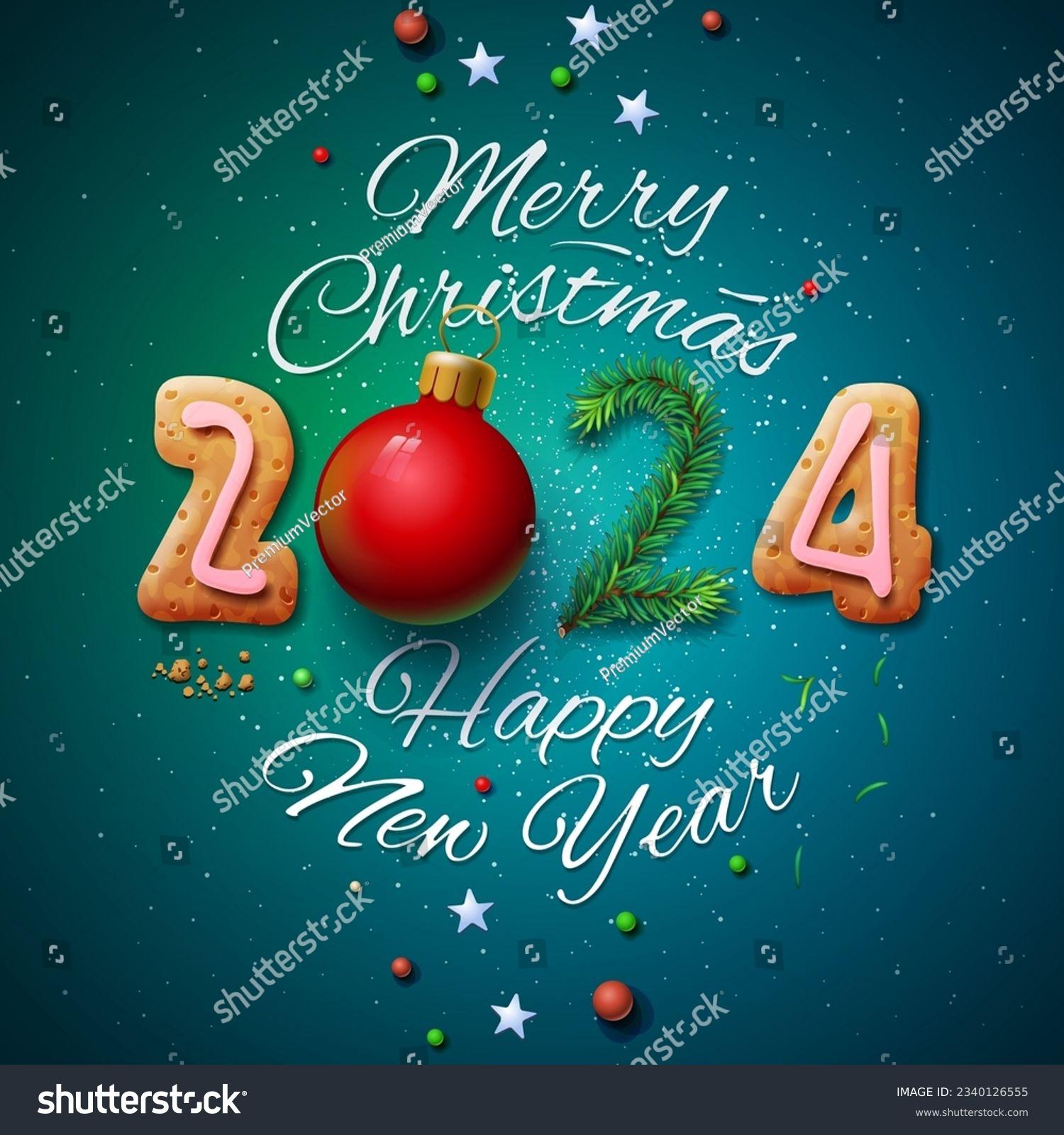 Merry Christmas Happy New Year Stock Vector Royalty Free