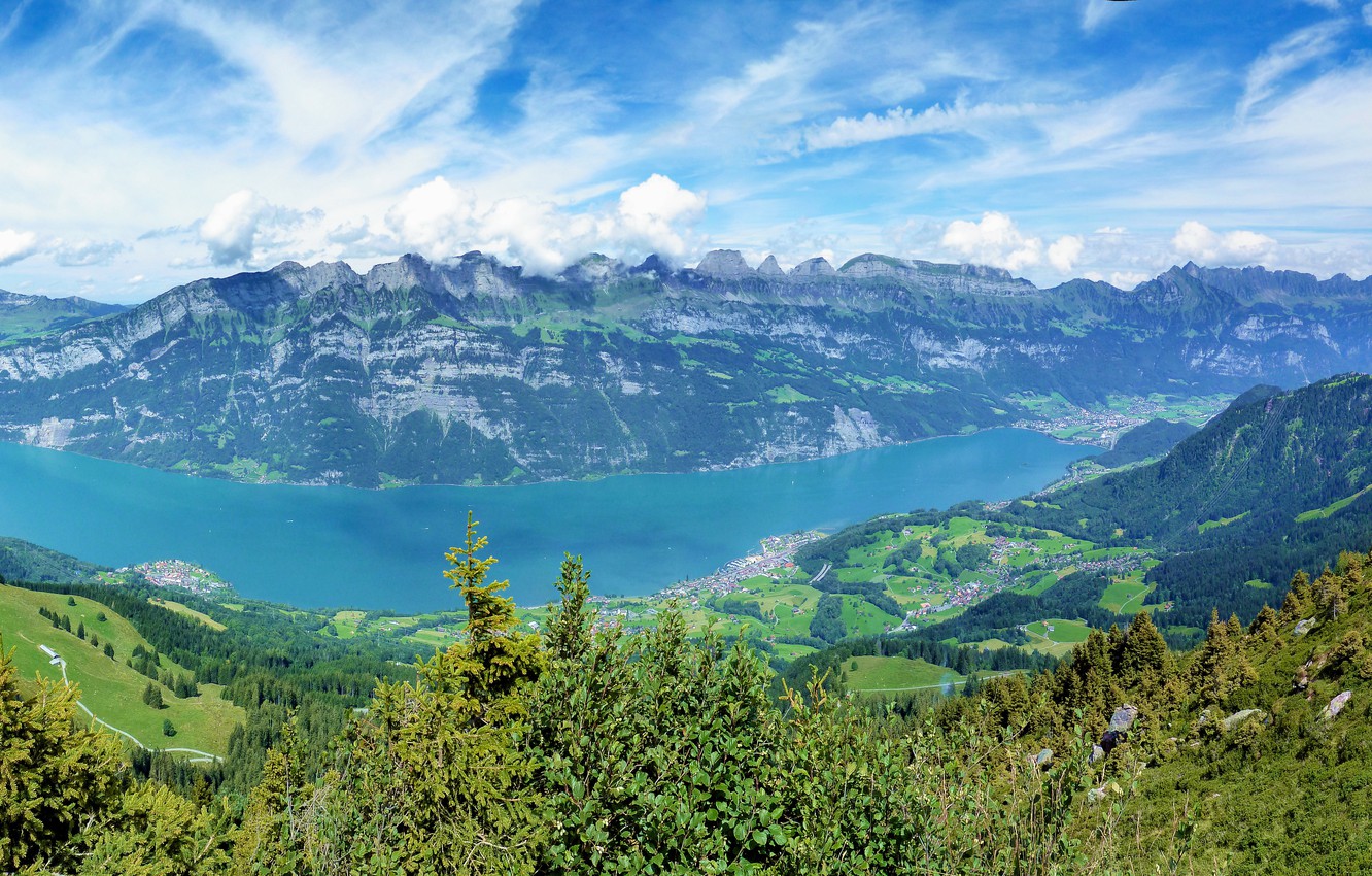 Wallpaper Mountains Switzerland Multi Monitors