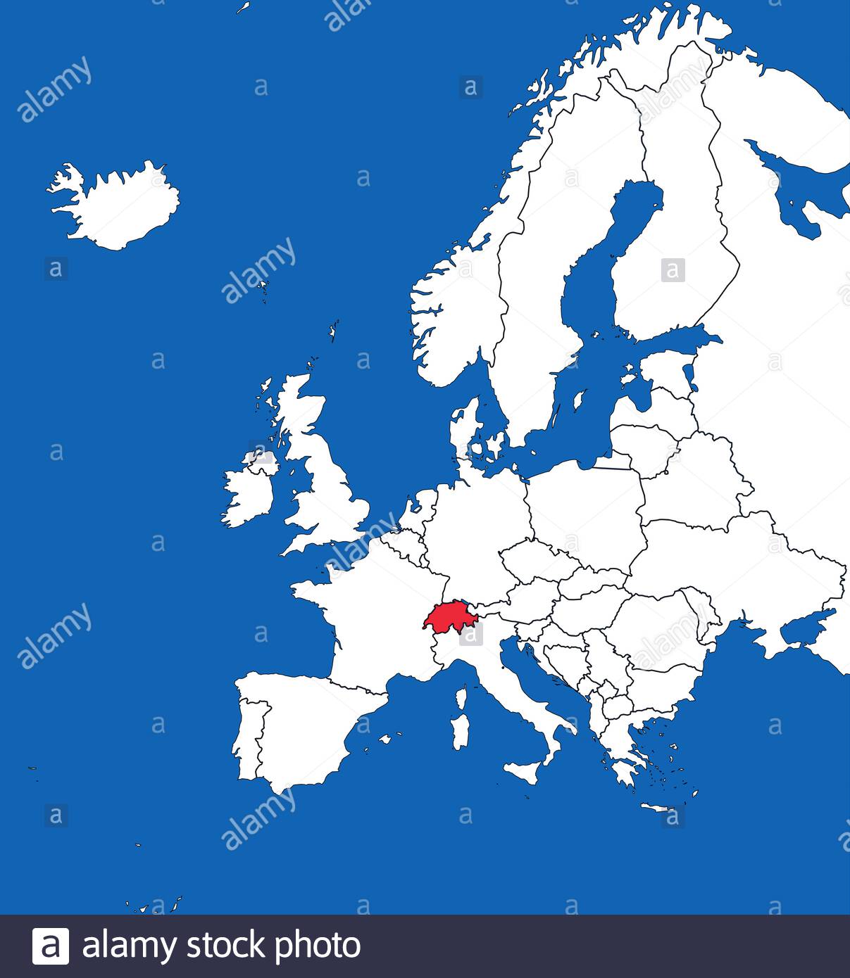 Free download Switzerland highlighted on european map Blue sea ...