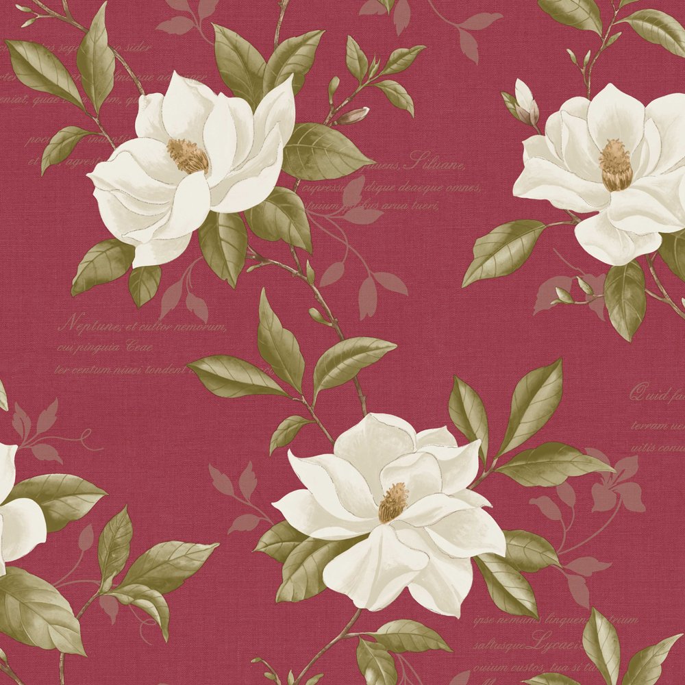 Wallpaper Fine Decor Magnolia Red Cream