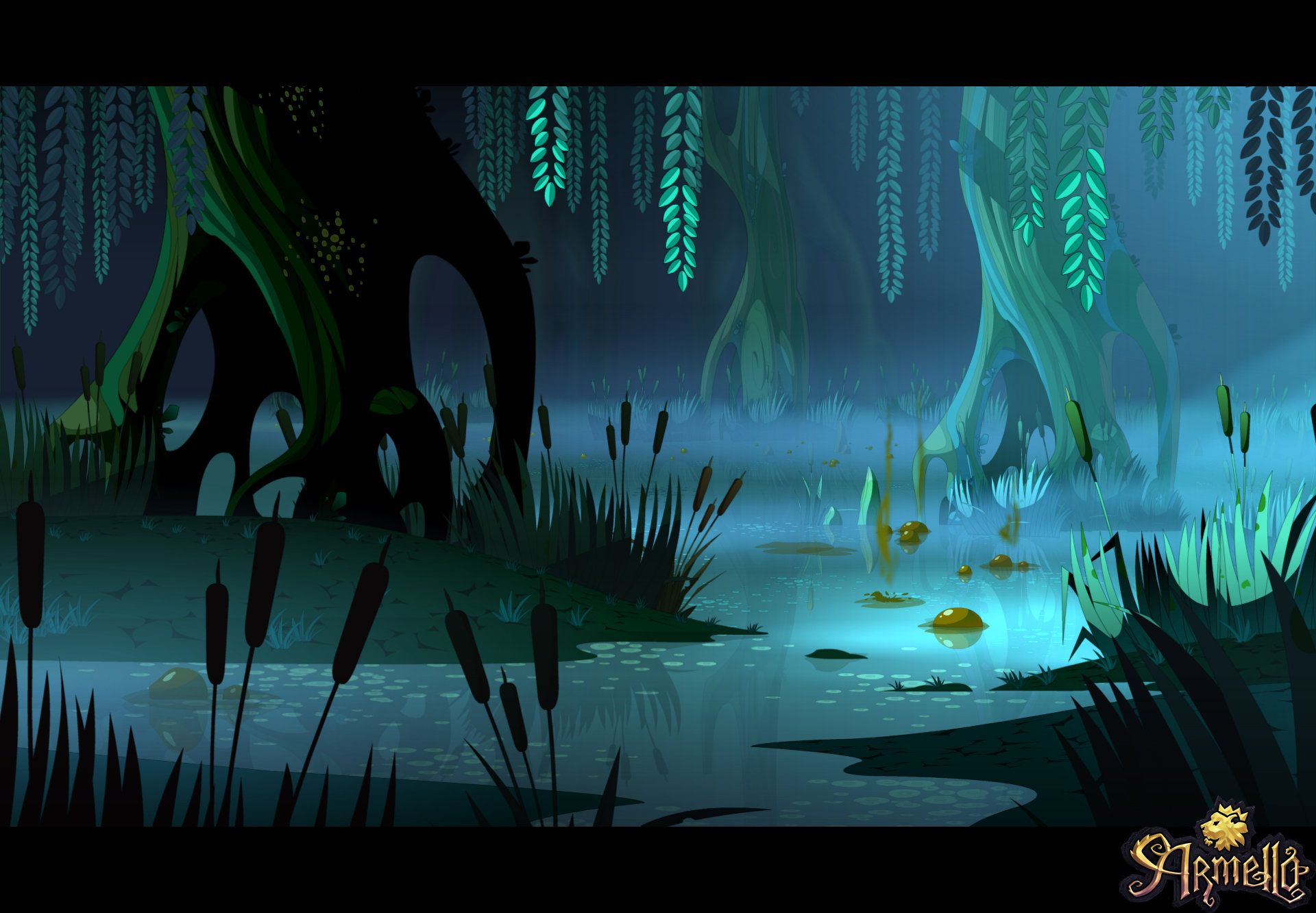 Artstation Armello Swamp By Night Cyril Corallo Scenery