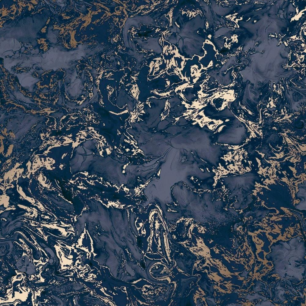 Liquid Marble Wallpaper In Blue Gold I Love