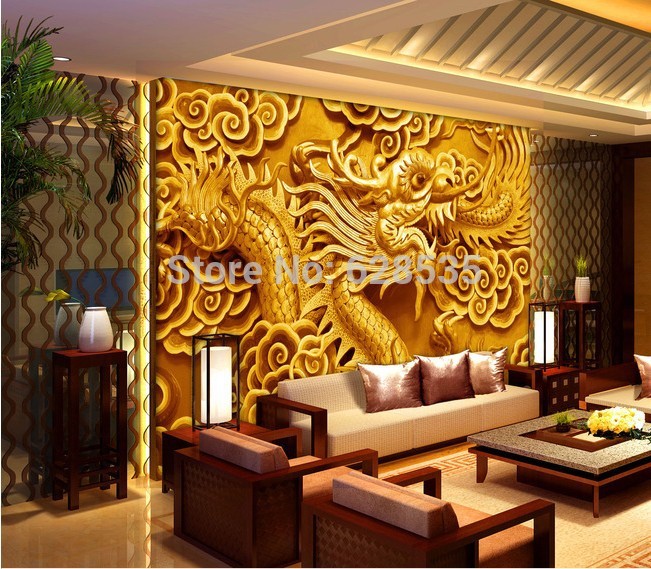 3d Wallpaper Chinese Dragon Water Proof Home Decor Mural