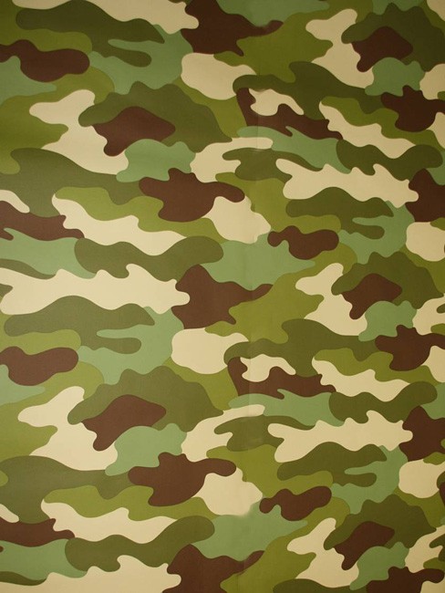 CAMOUFLAGE WALLPAPER 10m NEW SEALED ARMY GREEN BROWN SOLDIER CAMO 488x650