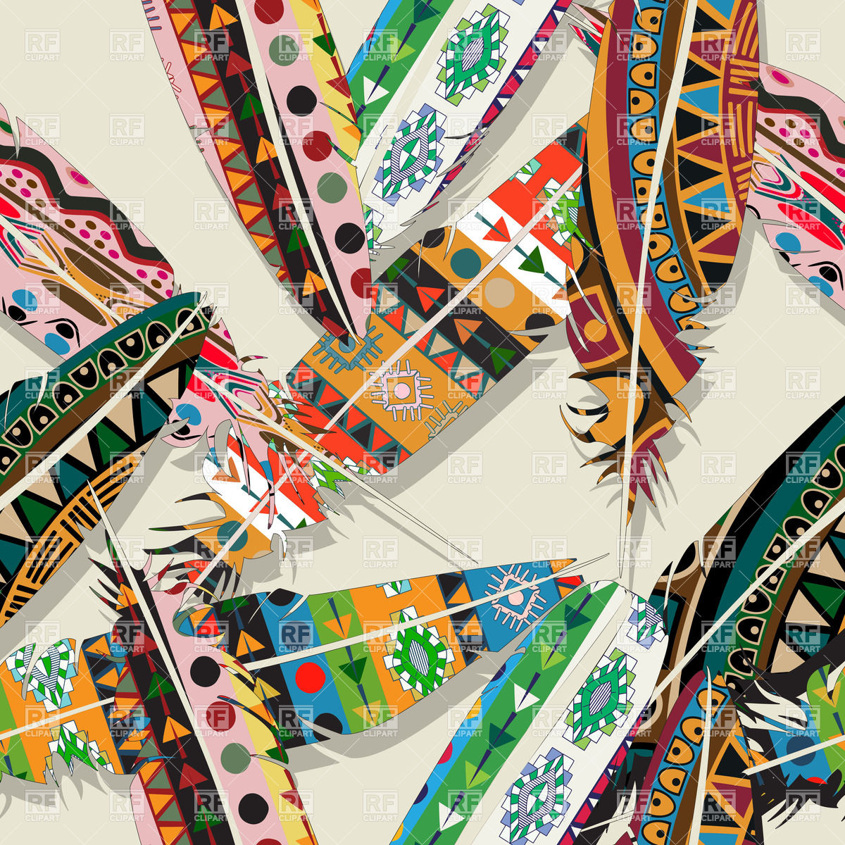 Aztec Feather Seamless Pattern Vector Image Of Background