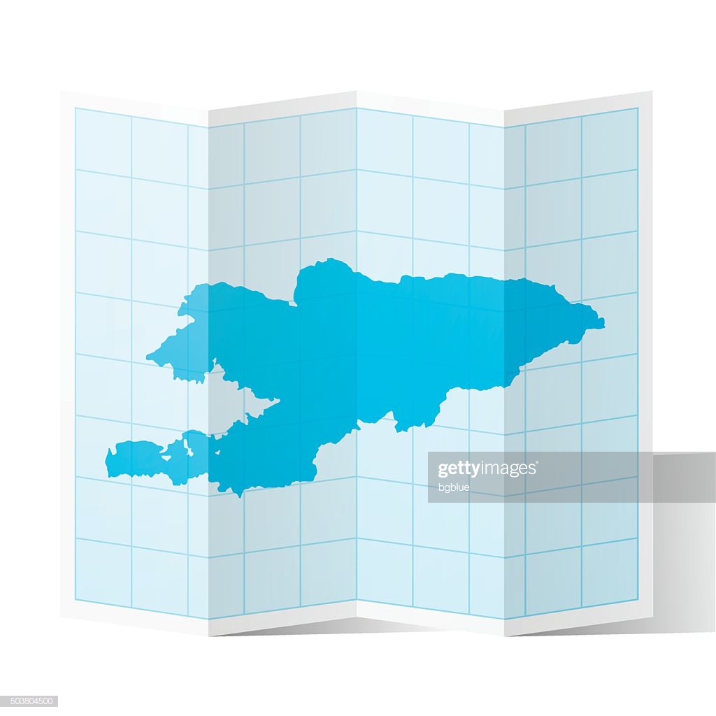 Kyrgyzstan Map Folded Isolated On White Background Stock