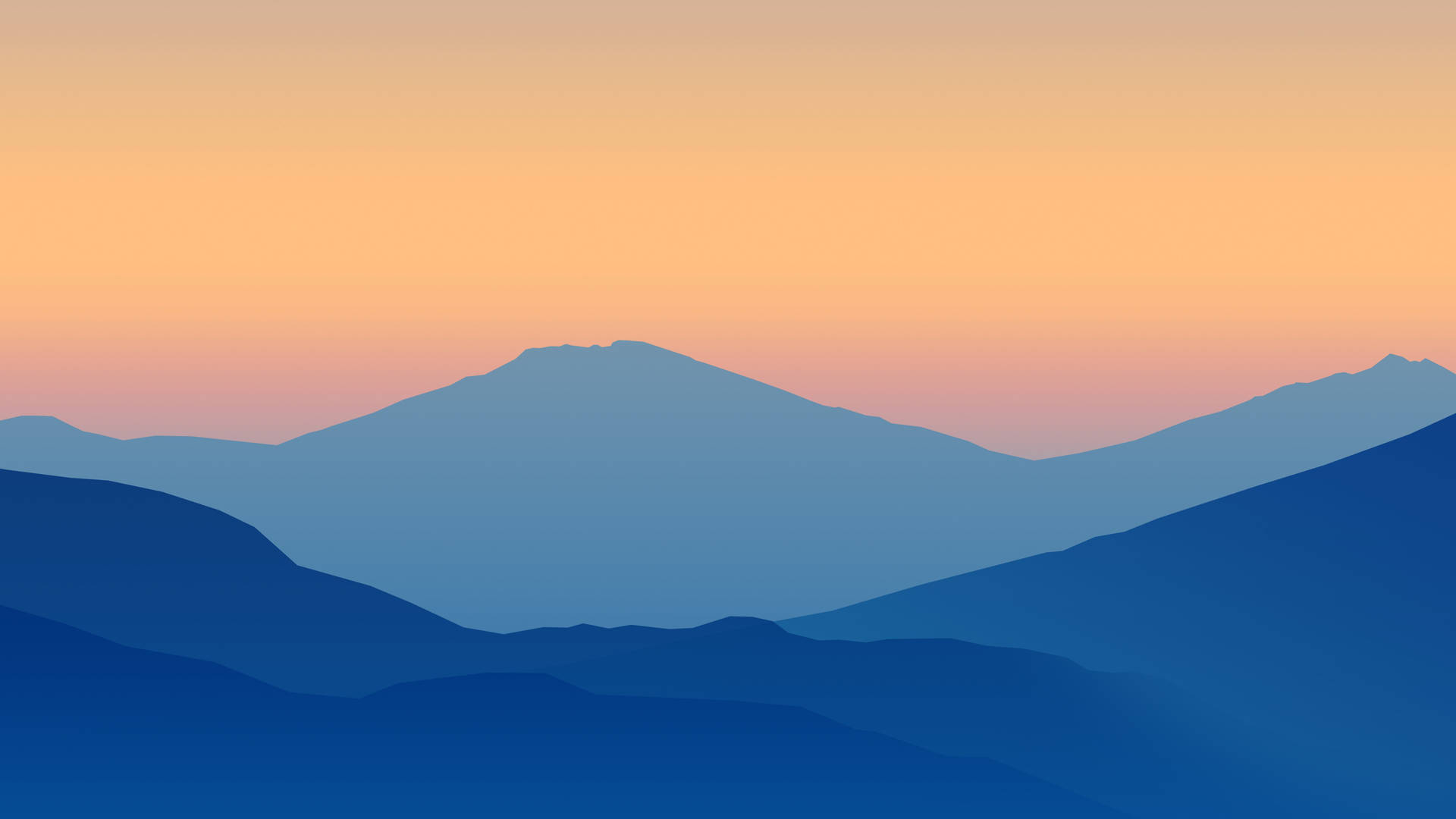 Silhouette of mountain ranges against a sunset gradient background, perfect for a MacBook Pro 4k wallpaper