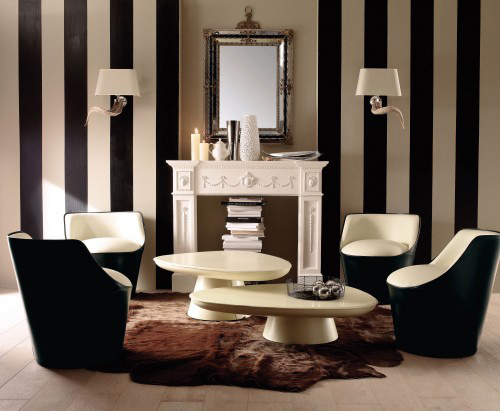 Black And White Stripes On Walls Striped Wallpaper For Living Room