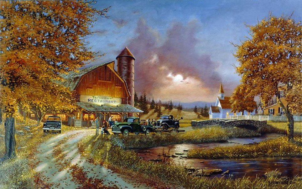 Country Barn Wallpaper Dinner At The