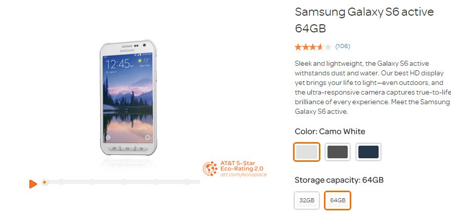 Samsung Galaxy S6 Active 64gb Goes On Sale At T For Outright