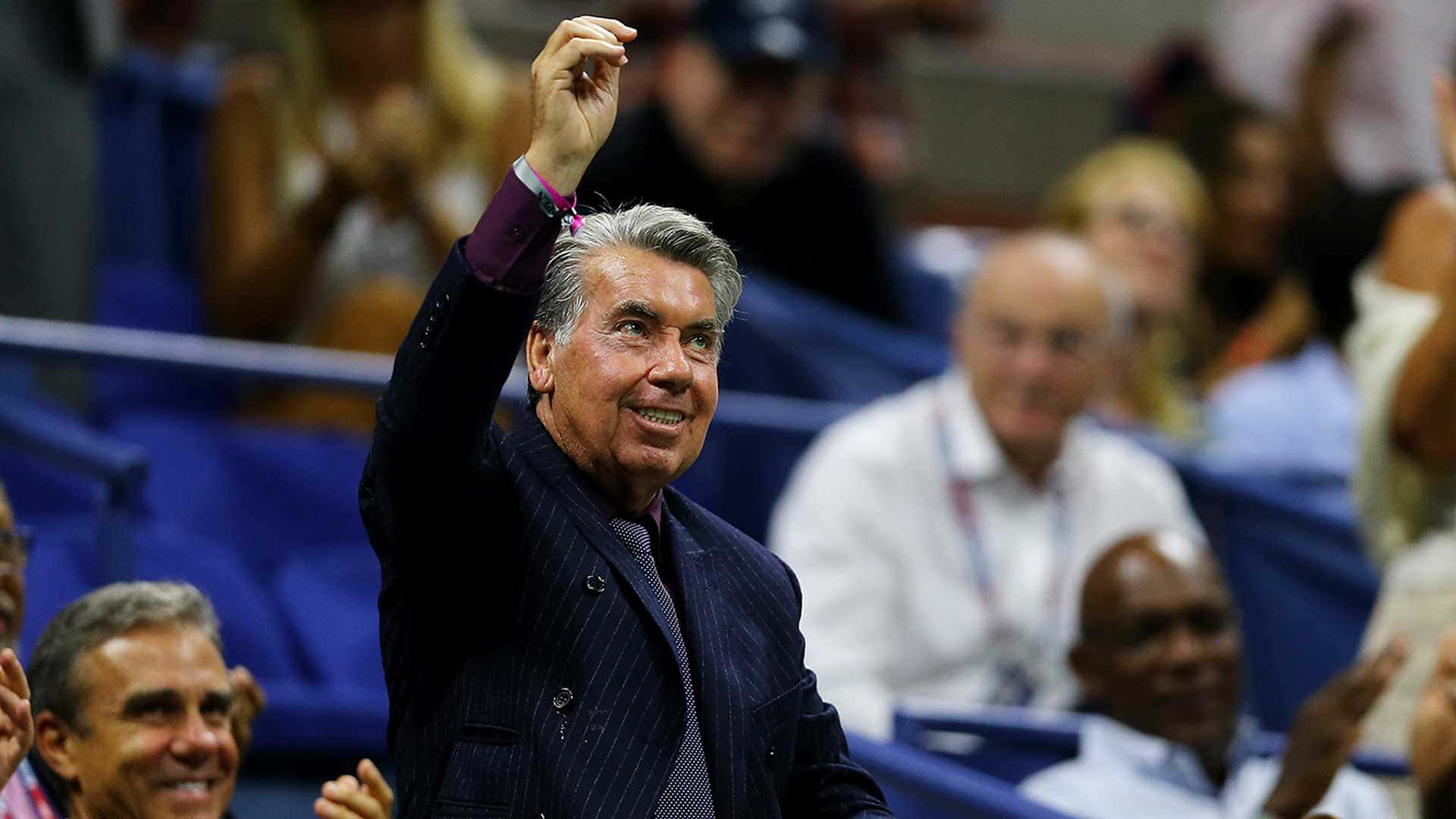 Manuel Santana In Action At The Us Open Wallpaper