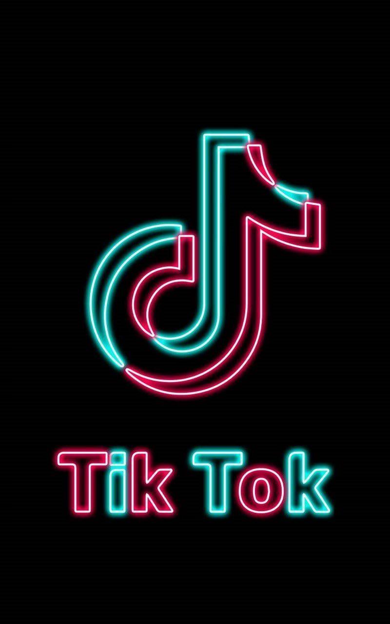 Tiktok Wallpaper iPhone Neon Logo
