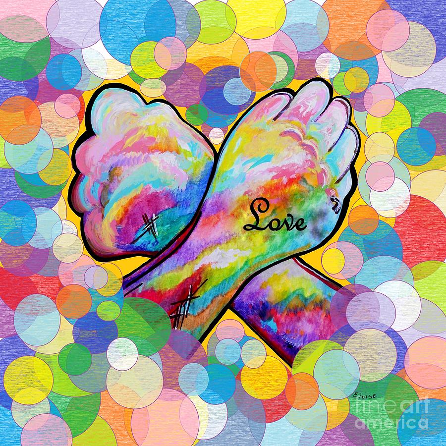 Asl Love On A Bright Bubble Background Painting By Eloise