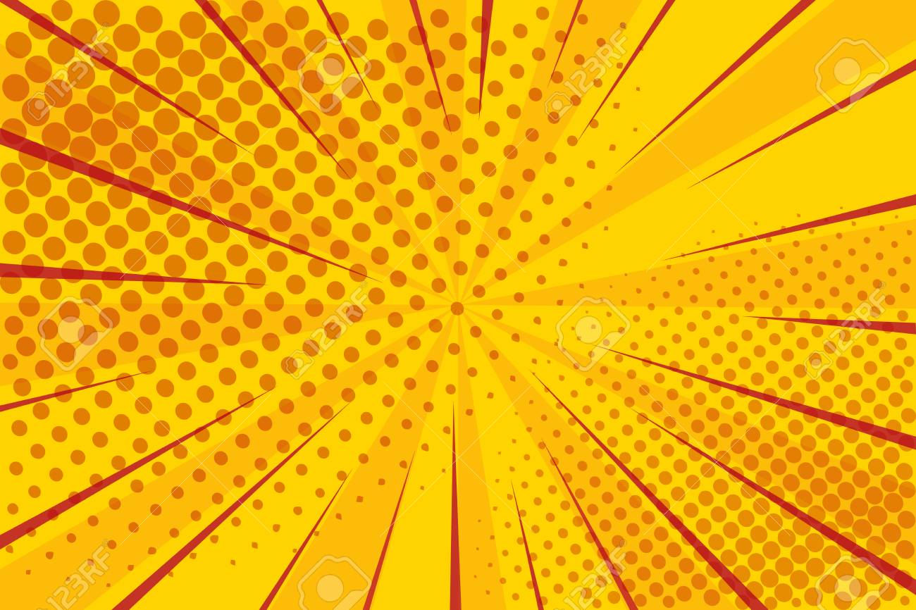 Pop Art Retro Ic Yellow Background Superhero Lightning Blast
