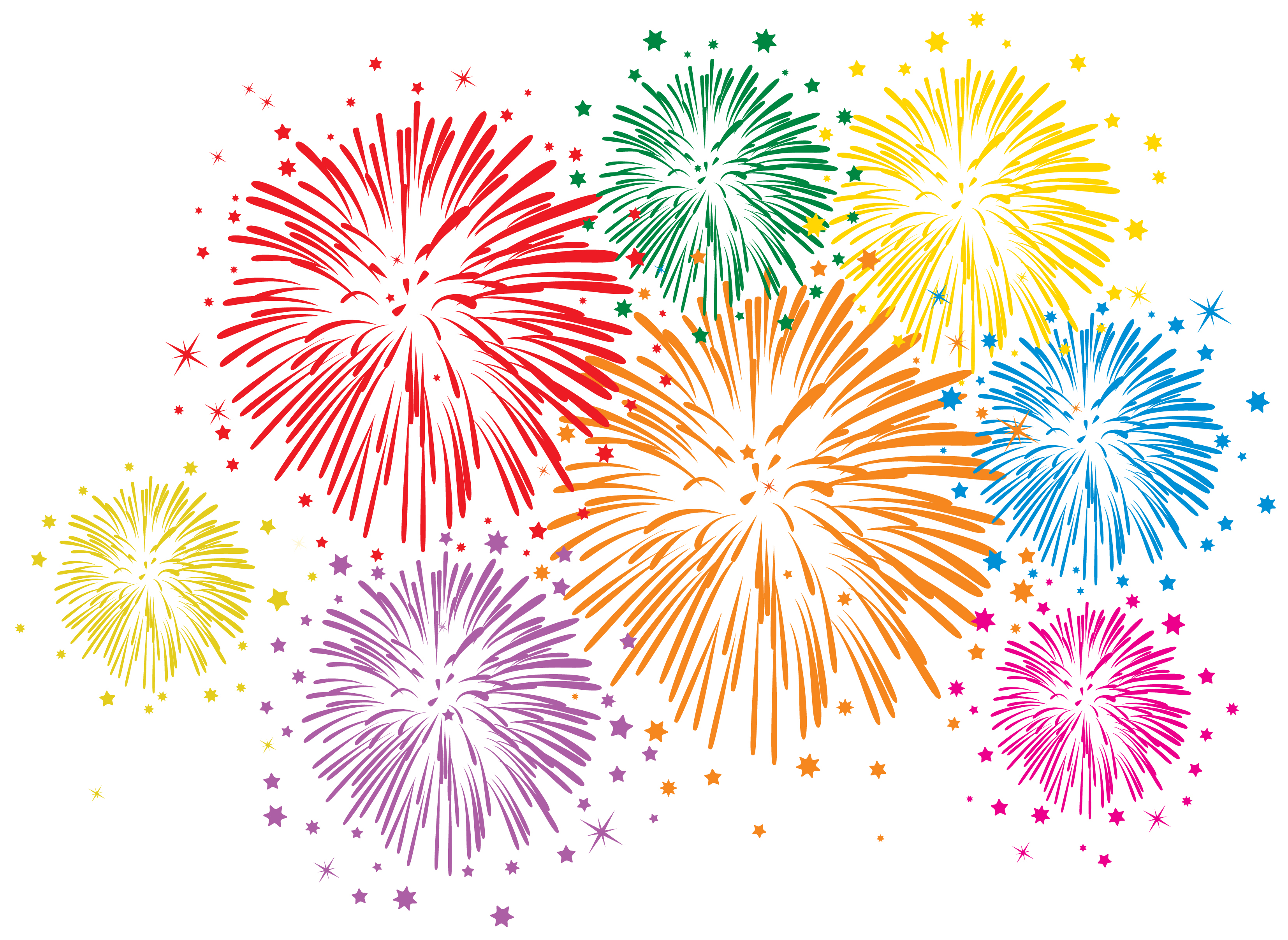 Fireworks White Background Colorful On