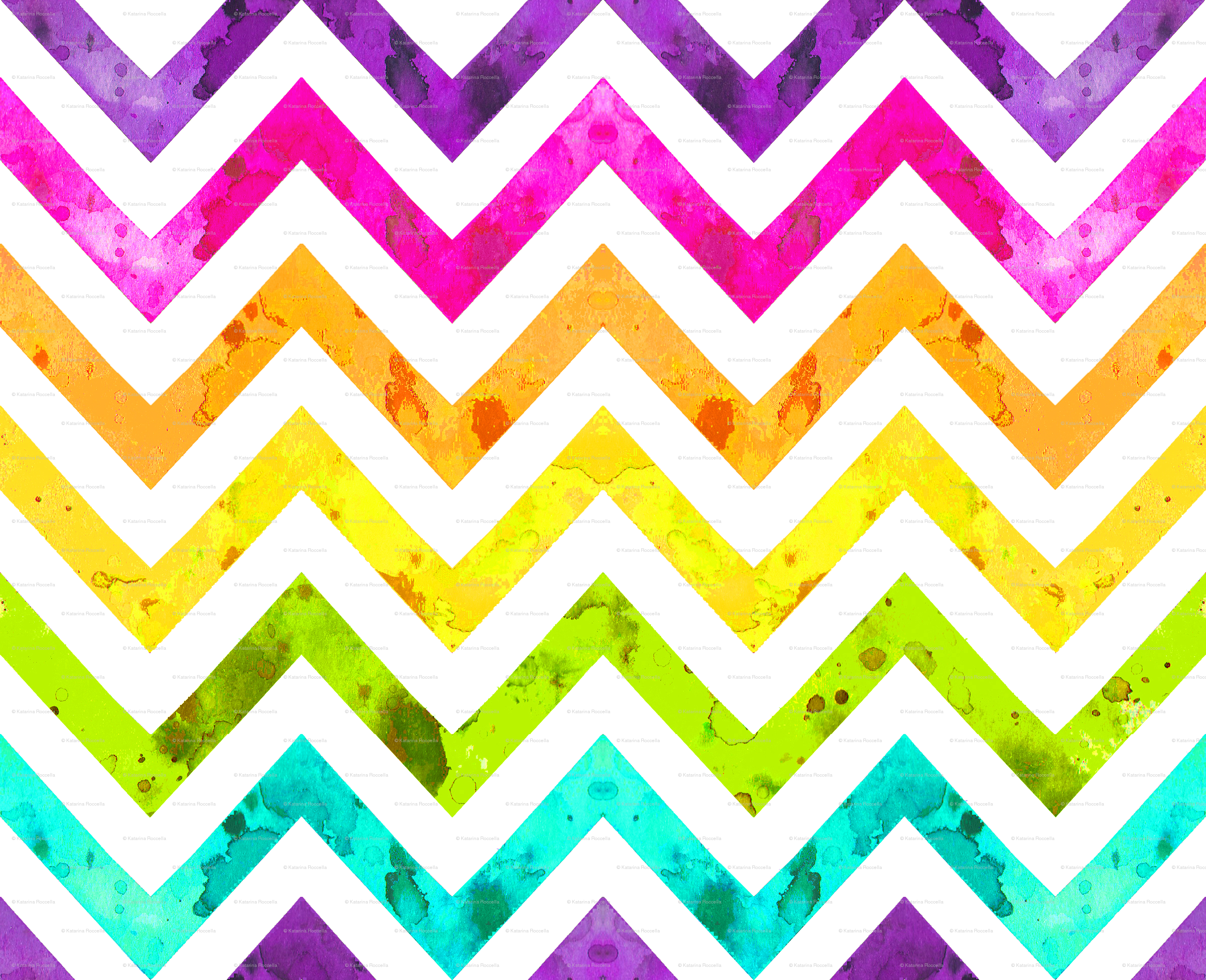 Bright Chevron Background Watercolor Rainbow