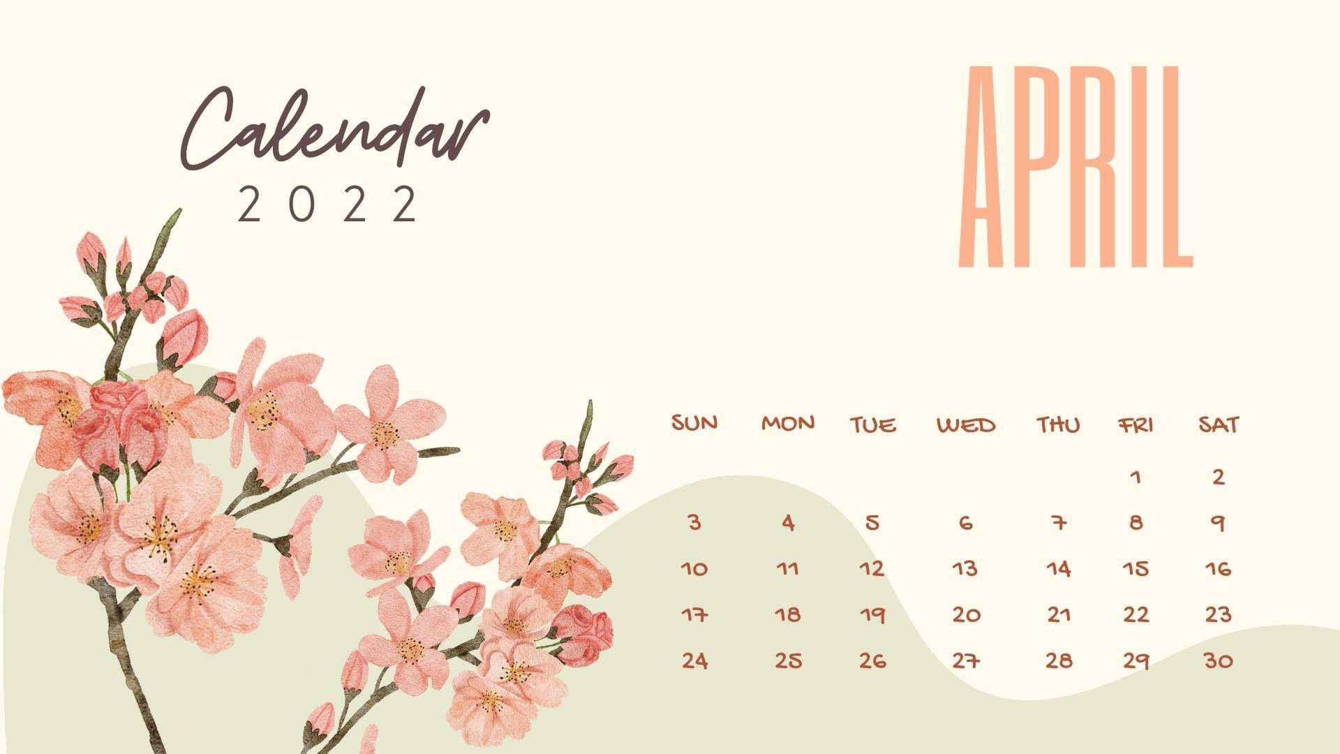 Flower Art April Calendar Wallpaper