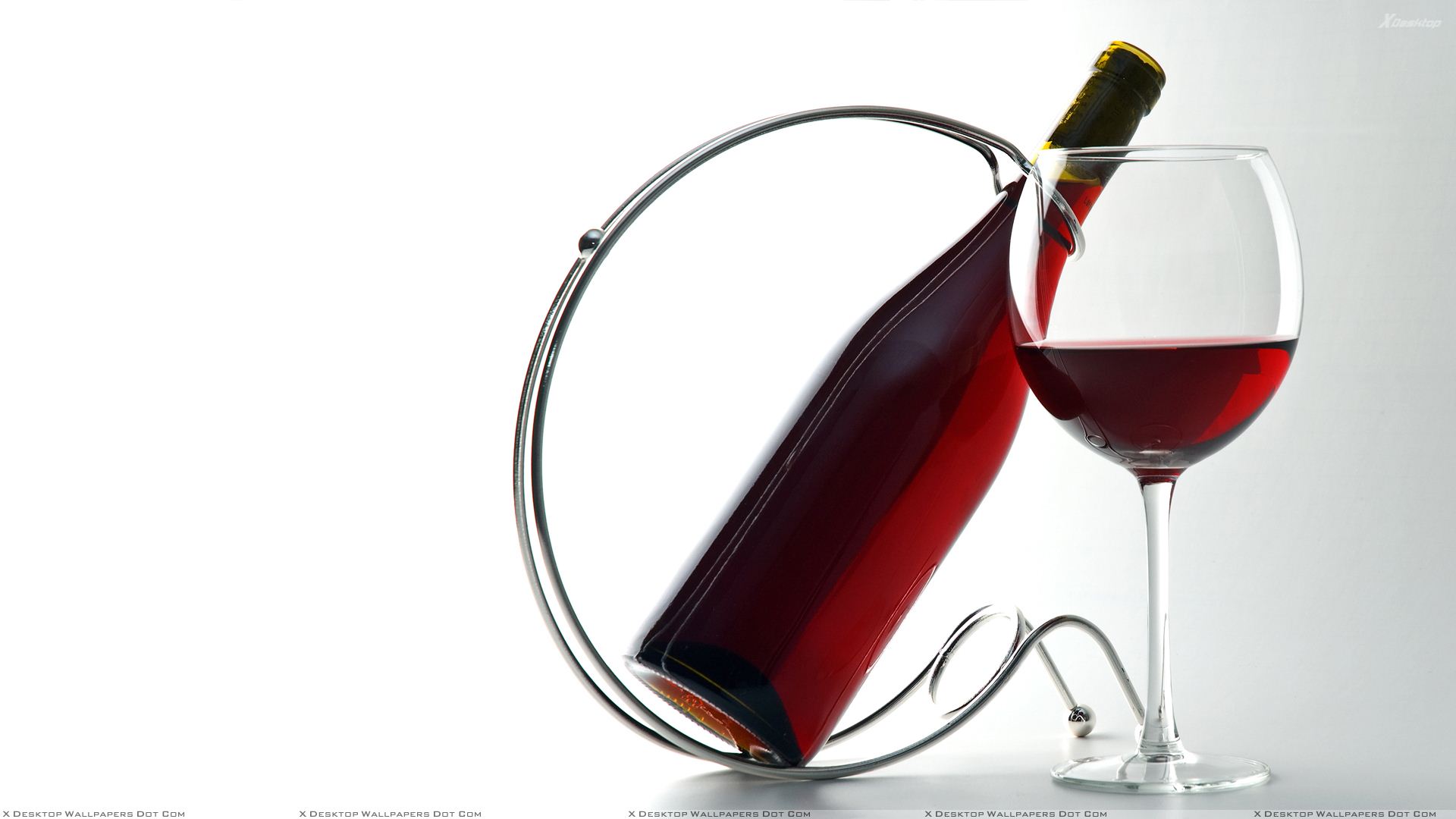 Red Wine Glass N Bottle In Stand Wallpaper
