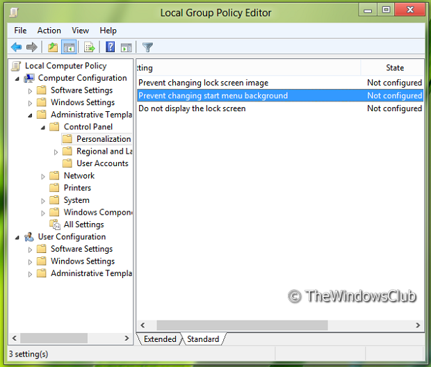  policy named Prevent changing start menu background as shown above