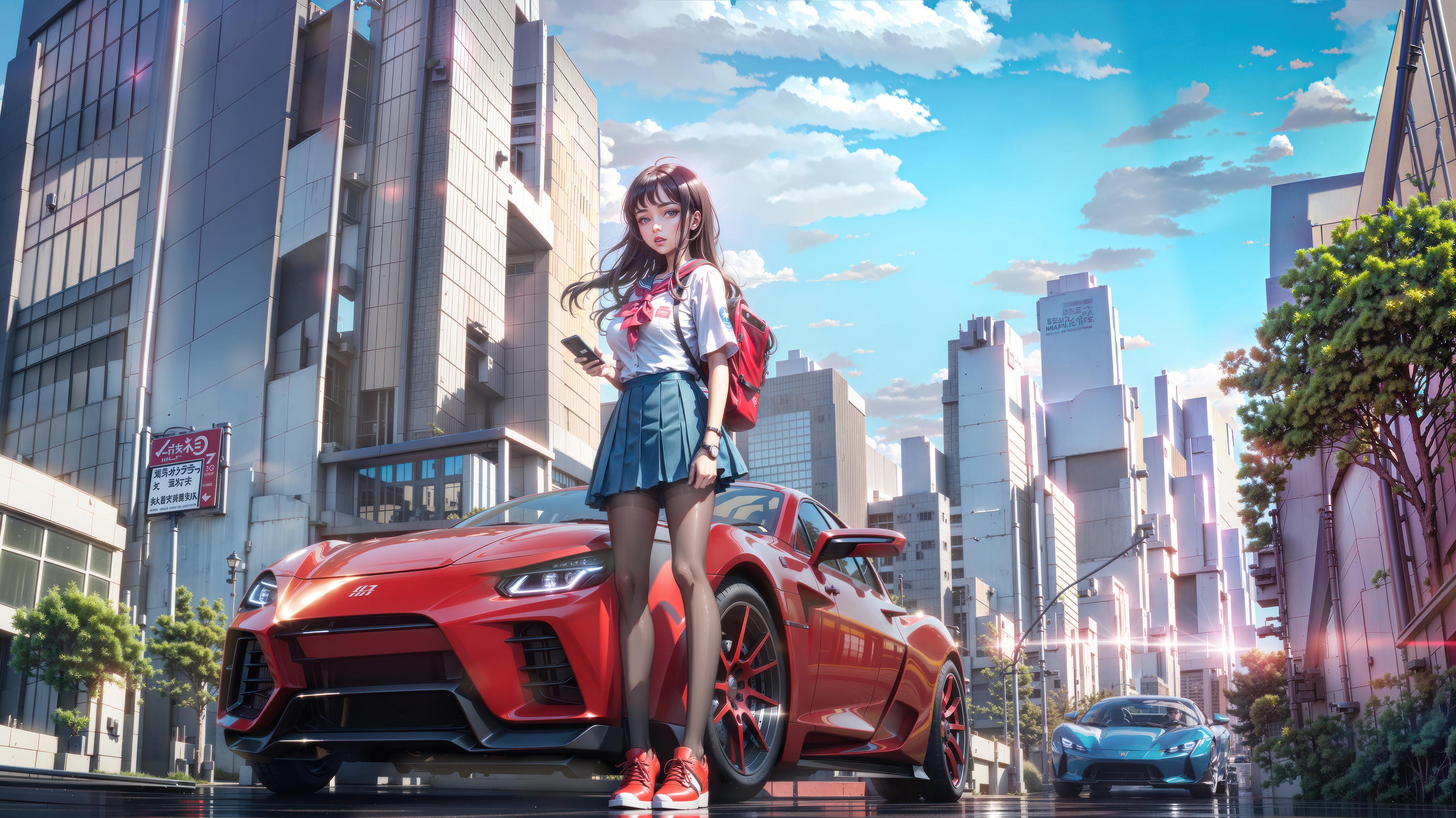 Anime Girl Car 4K Wallpaper iPhone HD Phone 6981l