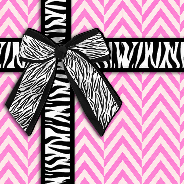 Girlytrend Girly Zebra Ribbon Bow Pink Chevron Stripes