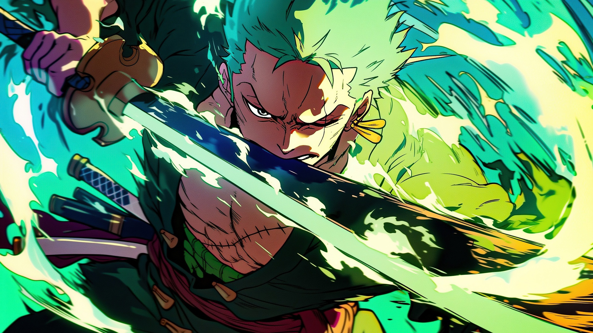 Roronoa Zoro Wallpaper 4k Green Artwork Sword 5k