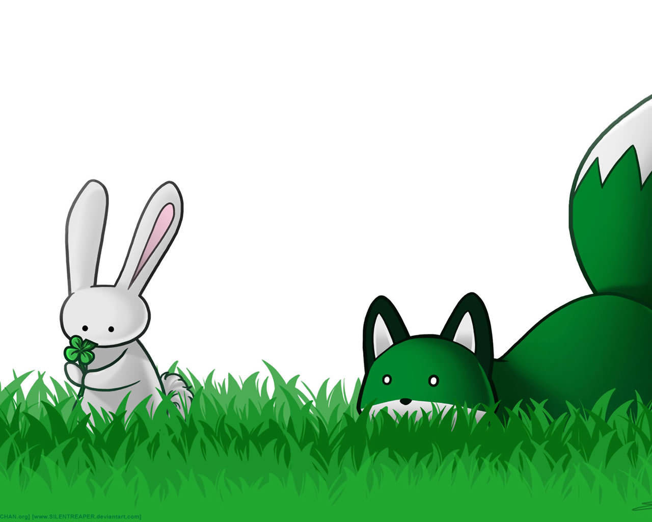 Green Fox Cartoon Background