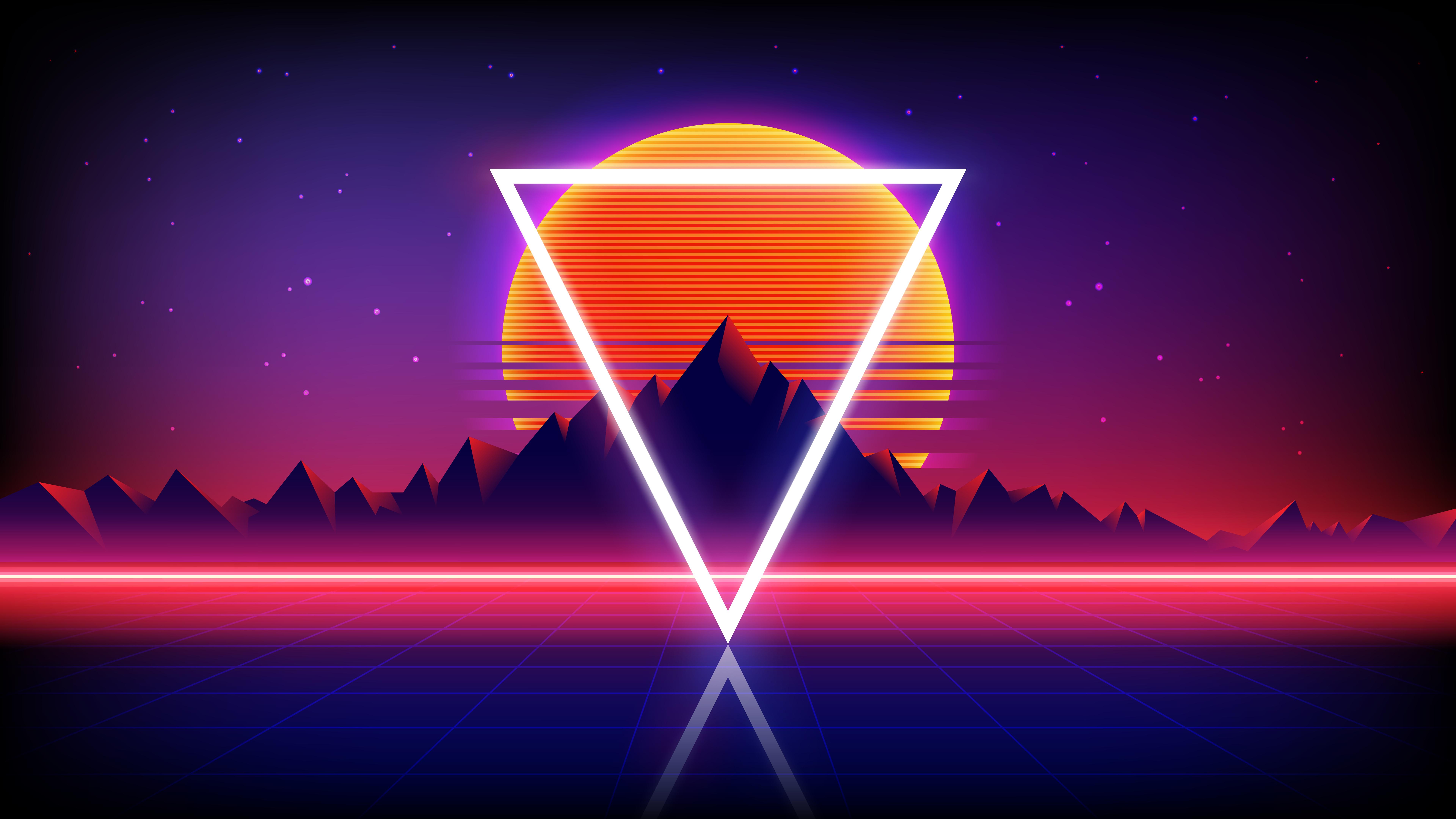 Retrowave Synthwave Abstract Sunset Wallpaper 4k 8k Hd Pc 6101k