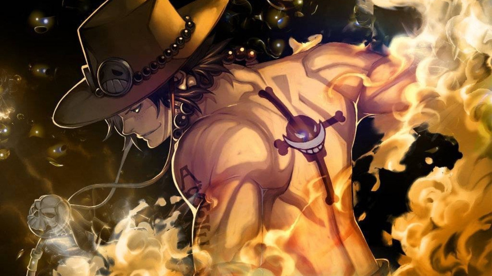 Portgas D. Ace, a prominent figure from One Piece, engulfed in flames, showcasing his fiery Devil Fruit power