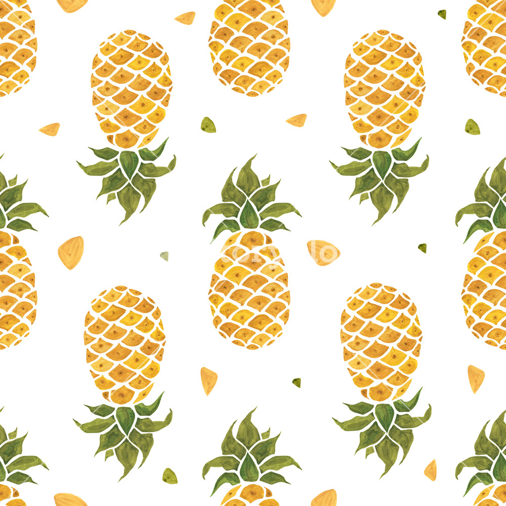 Pineapple Background Watercolor Seamles 680063   PNG Images   PNGio