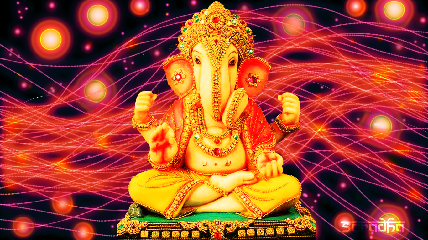 Sri Ganesha Ganesh Ganapati Luminescent Lines Background