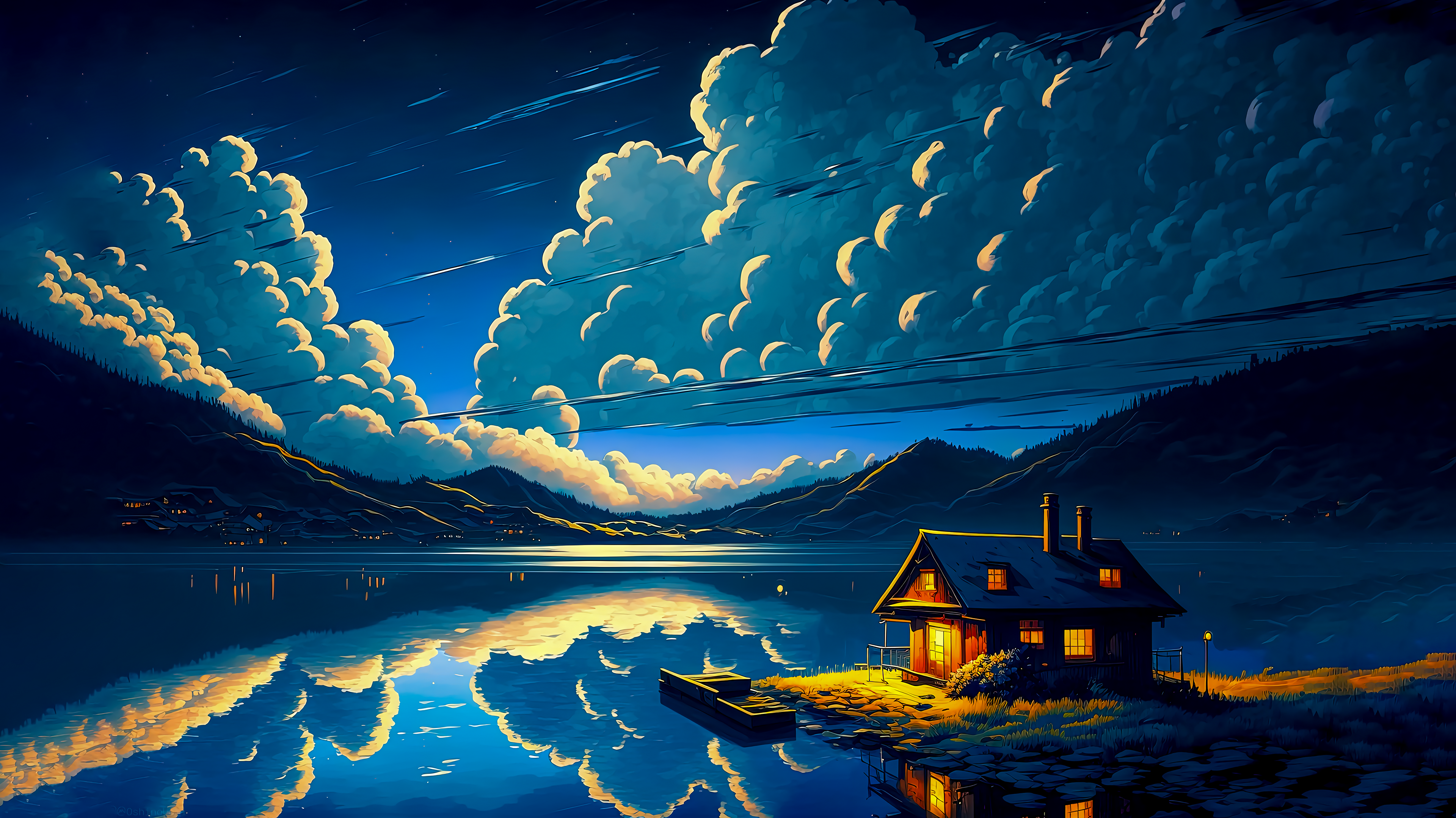 4k Pc Wallpaper Chill Lake Landscape Illustration