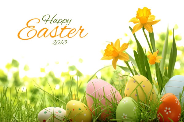 Happy Easter Eggs Bunnies Basket Pictures Image Background