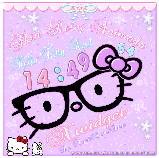 Hello Kitty Nerd Clock For Xwidget Reloj Animado By
