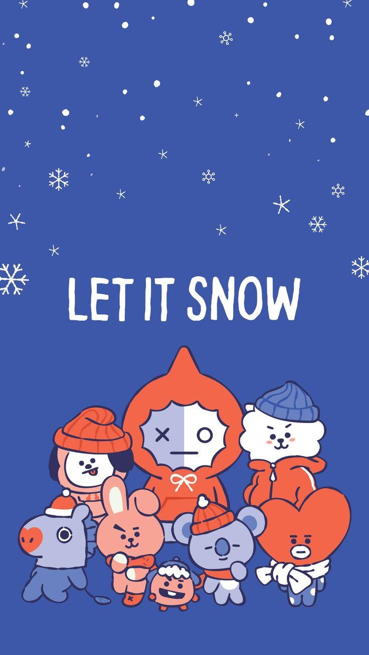 Let It Snow Wallpaper Bt21 Bts Christmas Chibi